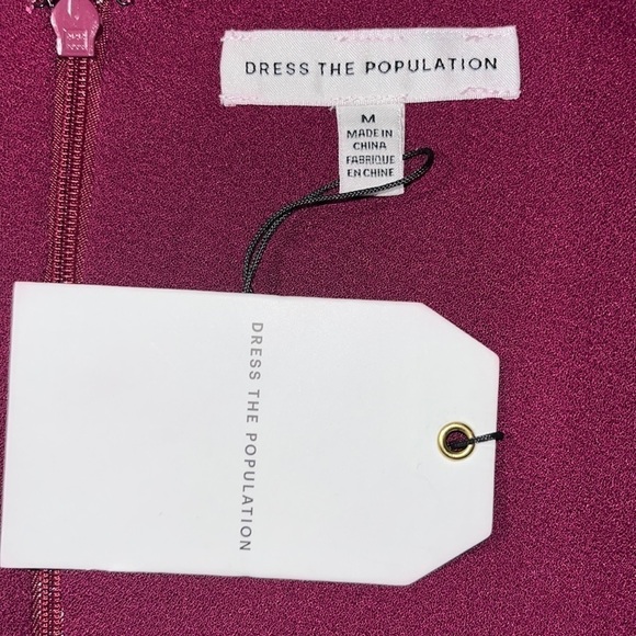 Dress the Population Iris Thigh-High Slit Crepe Trumpet Gown Dark Magenta Medium - Picture 10 of 12